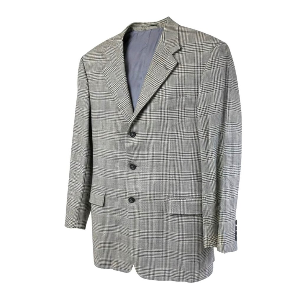 Hickey Freeman Cashmere Glen Plaid Sport Coat Blazer 42R